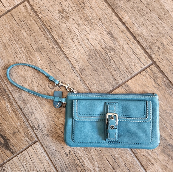 Coach Wristlet with Buckle Teal - Picture 1 of 6